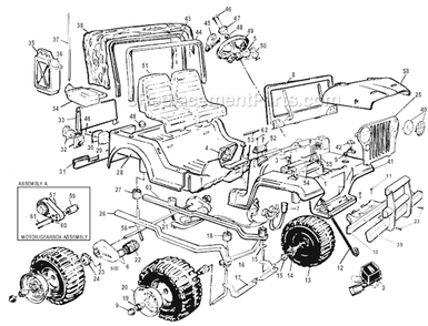 Page A Diagram and Parts List for 78607-9993  Power Wheels Ride-On Cars